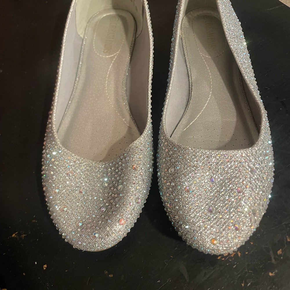 COPY - Silver rhinestone dress flats. Excellent condition.